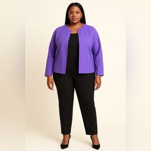 Victor Alfaro Designer Purple Wool Sweater Cardigan Drape Coat Jacket Shaw 18W